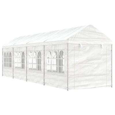 Prieel met dak 8,92x2,28x2,69 m polyetheen wit