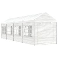 Prieel met dak 8,92x2,28x2,69 m polyetheen wit