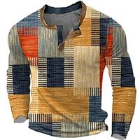 Grafisch Kleurenblok Modieus Ontwerper Basic Voor heren 3D-afdrukken Wafel Henley-shirt Informele stijl Klassieke Stijl Buiten Dagelijks T-shirt blauw Bruin Groen Lange mouw Henley Overhemd Lente Lightinthebox - thumbnail