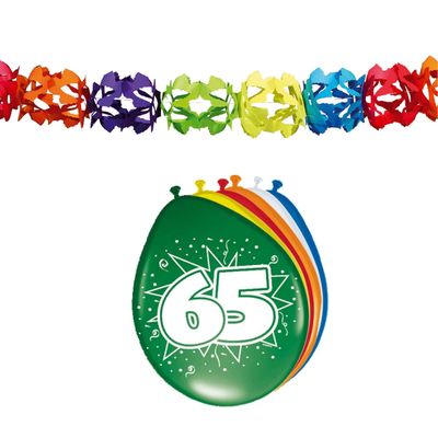 Folat Party 65e jaar verjaardag feestversiering set - Ballonnen en slingers