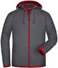 James & Nicholson JN571 Men´s Hooded Fleece - Carbon/Red - M