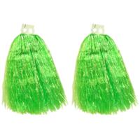 Cheerball/pompom - 6x - groen - met ringgreep - 33 cm - cheerleader verkleed accessoires