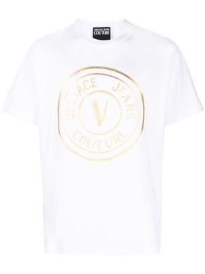 Versace Jeans Couture t-shirt à imprimé métallisé - Blanc