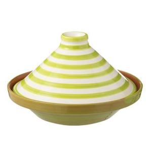 J-Line Tagine Granada Stripes Ceramic White|Green