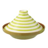 J-Line Tagine Granada Stripes Ceramic White|Green - thumbnail