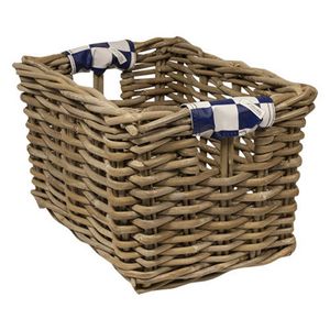 Rieten Fietsmand XL Navy Checker naturel