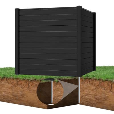 Tweedelige Schermhek 123 x 123 cm PVC-tuinhek met 3 Gegalvaniseerde Metalen Grondankers-Zwart