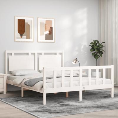 Bedframe zonder matras massief grenenhout wit 160x200 cm