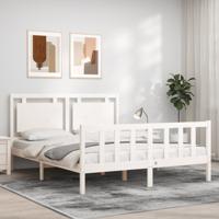 Bedframe zonder matras massief grenenhout wit 160x200 cm