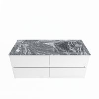 MONDIAZ VICA-DLUX 120cm badmeubel onderkast Talc 4 lades. Inbouw wastafel CLOUD rechts 1 kraangat, kleur Lava.