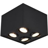 Moderne Mat Zwarte LED Plafondspot met Vier GU10 Fittingen - Aluminium
