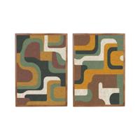 Schilderij Home ESPRIT Groen Mosterd Modern Stads 75 x 3 x 105 cm (2 Stuks)