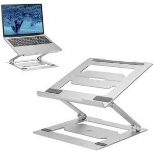 ACT Connectivity Laptopstandaard aluminium standaard Opvouwbaar, traploos in hoogte verstelbaar