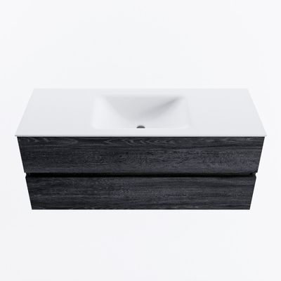 MONDIAZ VICA 120cm badmeubel onderkast Antracite 2 lades. Wastafel CLOUD midden zonder kraangat, kleur Talc.