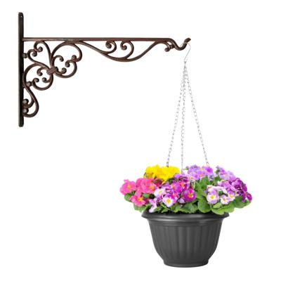 Hangpot + Muurhaak Como - antraciet - D25 cm - kunststof - ijzer - tuinaccessoires