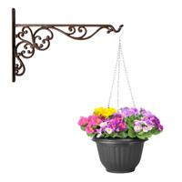 Hangpot + Muurhaak Como - antraciet - D25 cm - kunststof - ijzer - tuinaccessoires