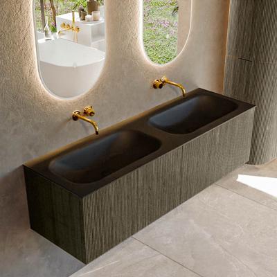 Badmeubel Mondiaz Kurve | 150 cm | Meubelkleur Shadow | Wastafelkleur Urban | Solid surface | Wasbak beiden zijden spoelbak | Zonder kraangat(en) Badmeubel Mondiaz Kurve | 150 cm | Meubelkleur Shadow | Wastafelkleur Urban | Solid surface | Wasbak beiden zijden spoelbak | Zonder kraangat(en)