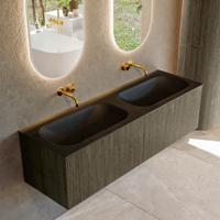 Badmeubel Mondiaz Kurve | 150 cm | Meubelkleur Shadow | Wastafelkleur Urban | Solid surface | Wasbak beiden zijden spoelbak | Zonder kraangat(en)