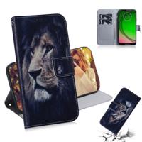 Lion patroon gekleurde tekening horizontale Flip lederen draagtas voor Motorola Moto G7 spelen met houder & kaartsleuven & portemonnee