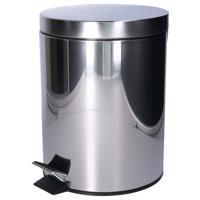 Pedaalemmer Shine - zilver - 5 liter - metaal - 19 x 26 cm - binnen emmer - toilet/badkamer