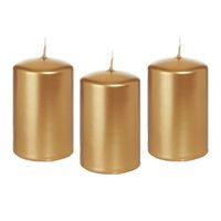 12x Gouden cilinderkaars/stompkaars 5 x 8 cm 18 branduren