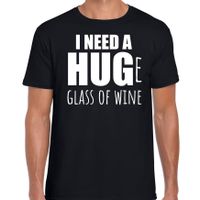 Need a huge glass of wine / Groot glas wijn nodig drank fun t-shirt zwart voor heren 2XL  - - thumbnail