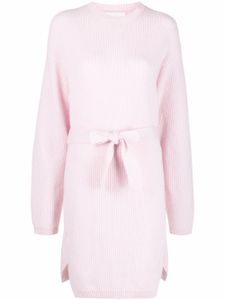 Nanushka robe mi-longue en maille nervurée à taille ceinturée - Rose