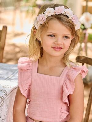 Ceremonie-set blouse en rok met volant voor meisjes rouge