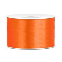 1x Oranje satijnlint rollen 3,8 cm x 25 meter cadeaulint verpakkingsmateriaal   -