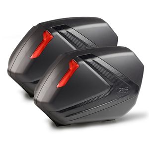 GIVI V37 set zijkoffers carbon look, Topkoffers en voor de moto, rode reflectoren