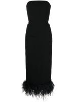 16Arlington robe-bustier bordée de plumes - Noir - thumbnail