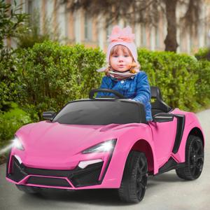 12V Elektrische Kinderauto met Afstandsbediening 2,4 G Auto met Muziek en LED-Verlichting voor Kinderen van 3-8 Jaar Roze