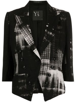 Y's blazer à carreaux - Noir