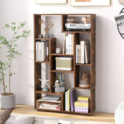 Modern Boekenrek met Open Planken & Kantelbeveiliging Geometrisch Multifunctioneel rek Bruin