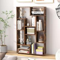 Modern Boekenrek met Open Planken & Kantelbeveiliging Geometrisch Multifunctioneel rek Bruin