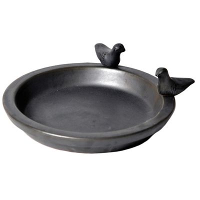 Mega Collections Vogelbad/voederschaal - zwart - keramiek - D30 x H4 cm - drinkschaal voor tuinvogels Mega Collections Vogelbad/voederschaal - zwart - keramiek - D30 x H4 cm - drinkschaal voor tuinvogels