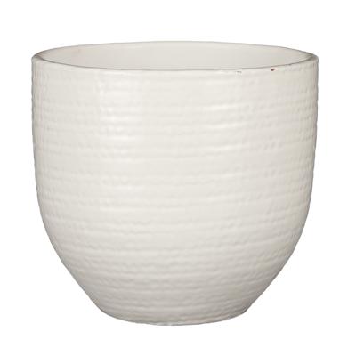 Plantenpot/bloempot Carrie - terracotta - wit met patroon - D20/H18 cm Plantenpot/bloempot Carrie - terracotta - wit met patroon - D20/H18 cm