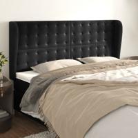 Hoofdbord met randen 163x23x118/128 cm fluweel zwart