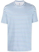 Brunello Cucinelli t-shirt rayé à col rond - Bleu