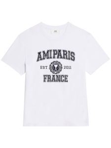 AMI Paris t-shirt en coton à logo imprimé - Blanc