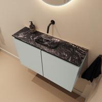 Toiletmeubel Mondiaz Ture Dlux | 80 cm | Meubelkleur Greey | Eden wastafel Lava Midden | Zonder kraangat