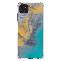 Samsung Galaxy A22 5G Anti-Shock Hoesje Marble Blue Gold