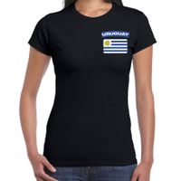 Uruguay t-shirt met vlag zwart op borst voor dames