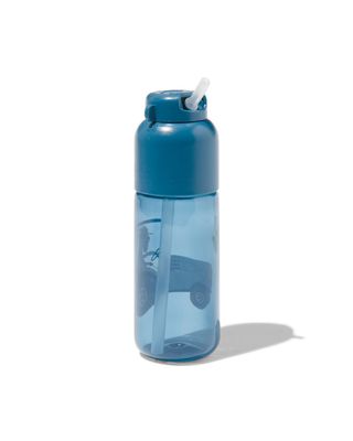 HEMA Waterfles Met Rietje 300ml Tractor (blauw)