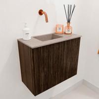 Toiletmeubel Mondiaz Joya Dlux | 50 cm | Meubelkleur Walnut | Faye wastafel Saba Wasbak Links | Zonder kraangat(en)