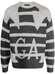 Emporio Armani pull à logo en intarsia - Gris