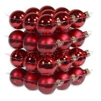 36x stuks glazen kerstballen rood 4 cm mat/glans   -