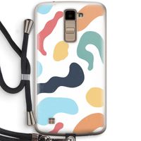 Memphis Shapes Blue: LG K10 (2016) Transparant Hoesje met koord