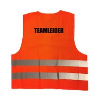 Teamleider vestje / hesje oranje met reflecterende strepen voor volwassenen - thumbnail