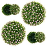 2 Kunst Vormsnoeibollen 37 cm met Roze Bloemen Kunstplanten in Ballen om op te Hangen of te Staan Decoratieve Tuinbollen voor Binnen Buiten